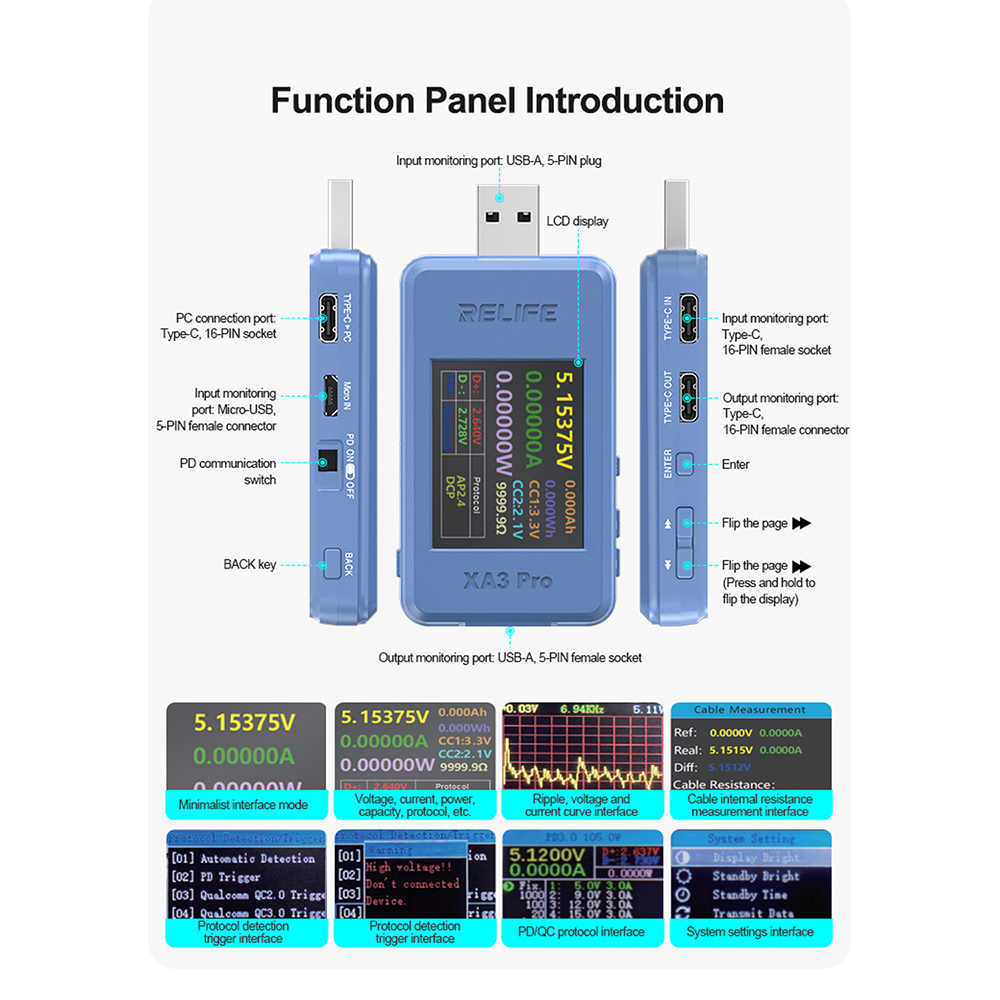 XA3 Pro 디지털 전압 전류계 파워 미터 DC 4- - Usb Ammeter Tester 리뷰 및 가격