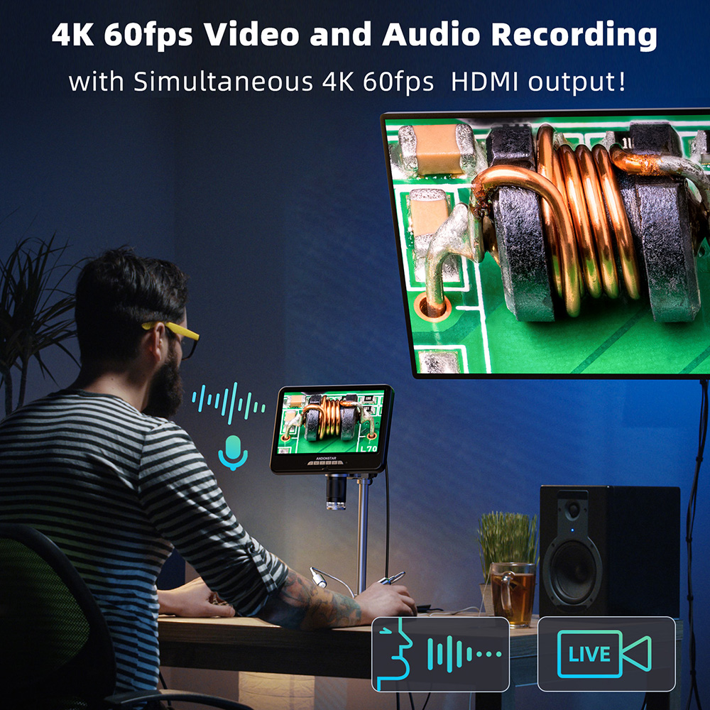 Andonstar 최초의 4K 60FPS AD210S- - Electronics Repair Microscope 리뷰 및 가격