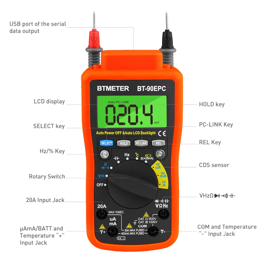 BT-90EPC 디지털 멀티미터 자동 범위 4000 카 - Usb Ammeter Tester 리뷰 및 가격