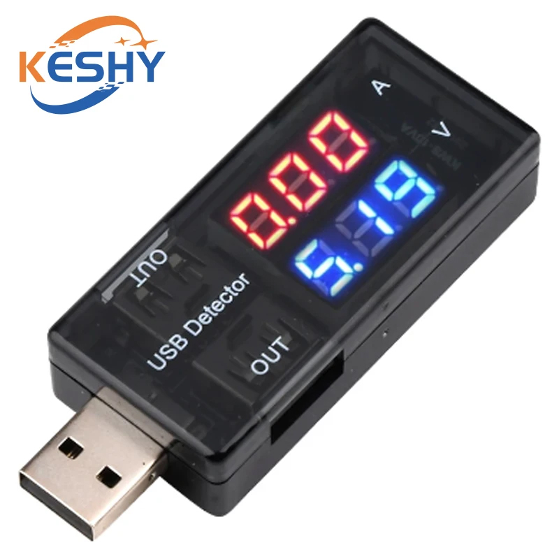 빨간색 + 파란색 듀얼 디스플레이 USB 전류 전압 측 - Usb Ammeter Tester 리뷰 및 가격