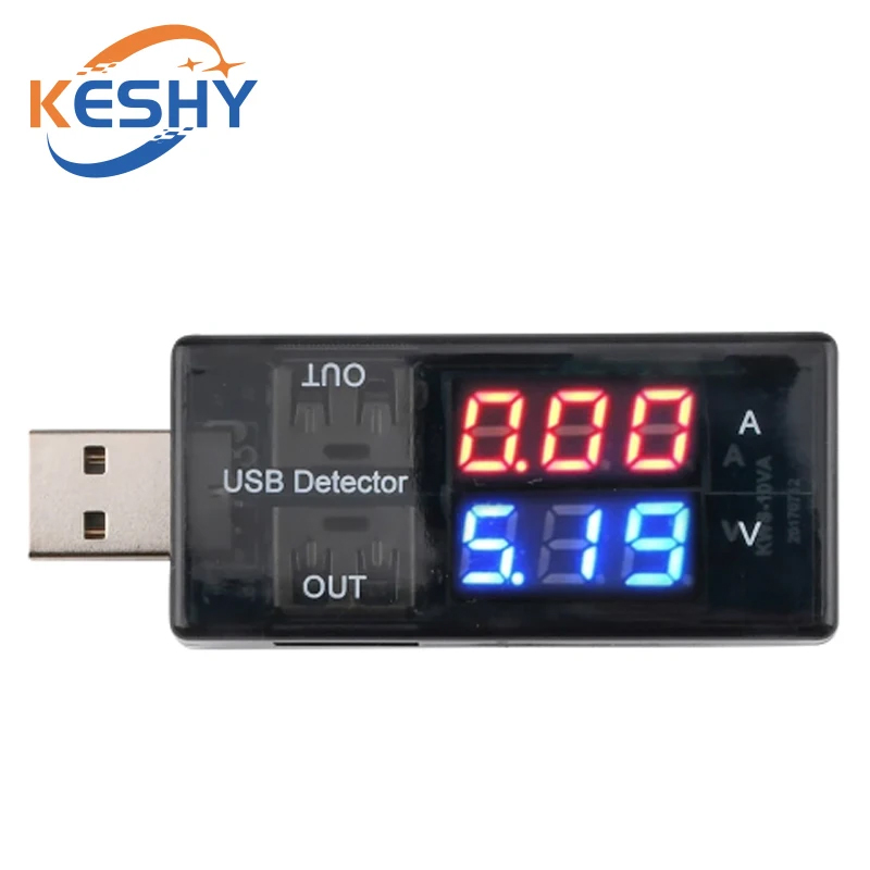 빨간색 + 파란색 듀얼 디스플레이 USB 전류 전압 측 - Usb Ammeter Tester 리뷰 및 가격